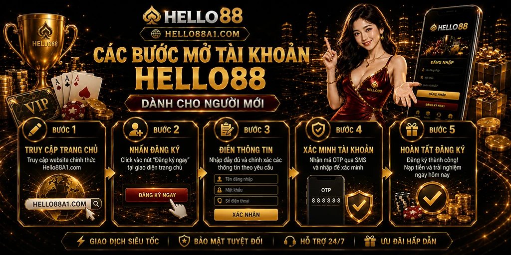 HELLO88 Mem – Link Vào Helo88 Chính Thức 2026 - Đăng Ký +88k 20 Các bước mở tài khoản Hello88 dành cho người mới