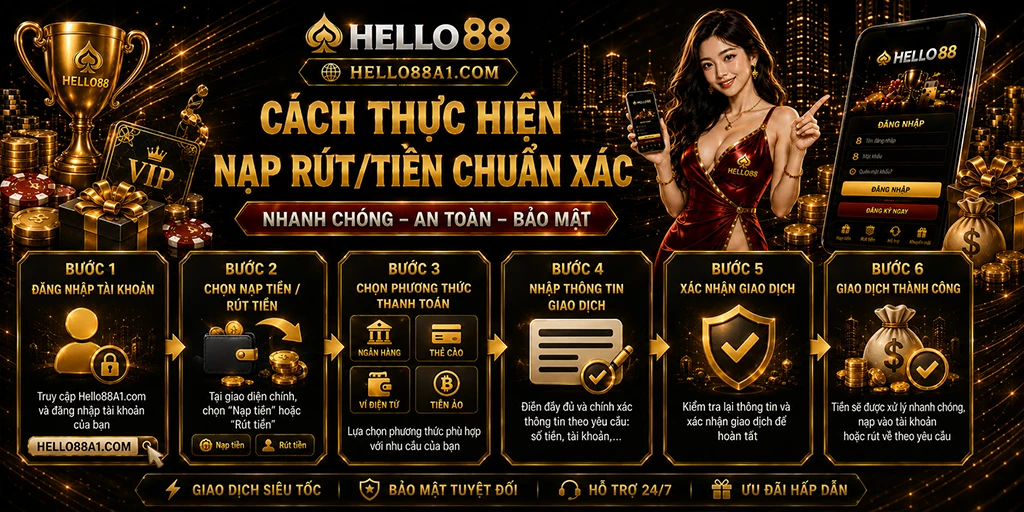 HELLO88 Mem – Link Vào Helo88 Chính Thức 2026 - Đăng Ký +88k 21 Cách thực hiện nạp rút/tiền chuẩn xác