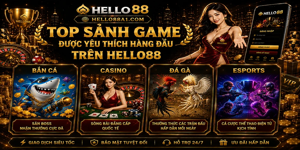HELLO88 Mem – Link Vào Helo88 Chính Thức 2026 - Đăng Ký +88k 18 Top sảnh game được yêu thích hàng đầu trên Hello88